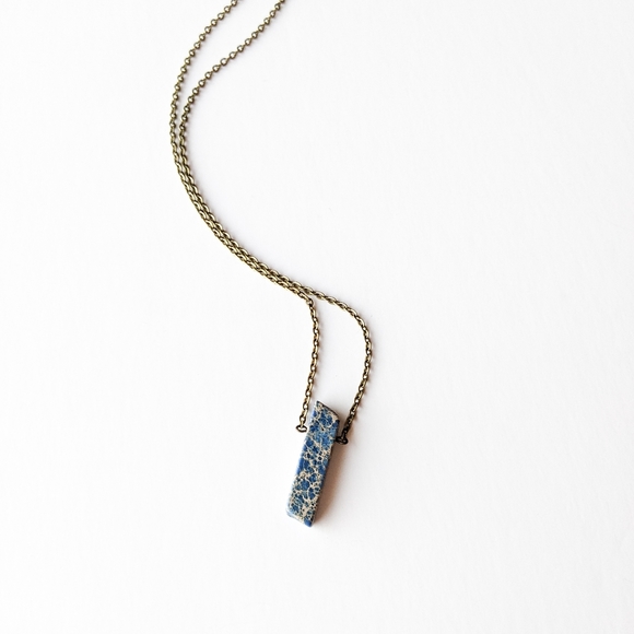 Blue Magnesite Bronze Chain Necklace - Picture 3 of 8